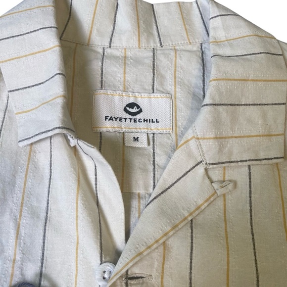 FayetteChill Cream Striped Button Down, M - Picture 4 of 9